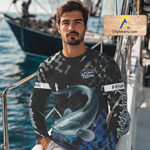 Load image into Gallery viewer, Black Camo Custom Catfish Fishing Shirts Long Sleeve, Catfish Fishing Jerseys For Men NHT499
