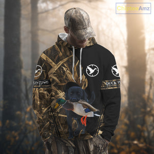 Duck Hunting Waterfowl Camo Black Labrador Retriever Dog Shirts,  Duck Hunting Clothes NHT197