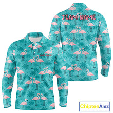 Load image into Gallery viewer, Mens Golf Polo Shirt Pink Flamingo Tropical Leaves Pattern Custom Team Flamingo Golf Polo Shirts NBT592