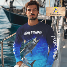 Load image into Gallery viewer, Personalized Blackfin Tuna Long Sleeve Fishing Shirts Saltwater Deep Sea Fish NBT367