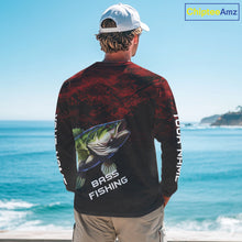 Load image into Gallery viewer, Personalized Largemouth Bass Hooded Fishing Shirts Red Camo Custom Name, Bass Fishing Shirts NBT466