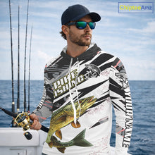 Load image into Gallery viewer, Gray Camo Pike Fishing Jerseys For Men, Custom Pike Fishing Shirt Long Sleeve Hooded NBT415