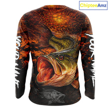 Load image into Gallery viewer, Personalized Big Bass Fishing Jerseys Orange Camo, Bass Fishing Shirts Long Sleeve NBT416