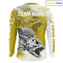 Load image into Gallery viewer, Yellow Camo Bass Fishing Jerseys For Fishing Team, Bass Skeleton Fishing Shirts Long Sleeve NBT419