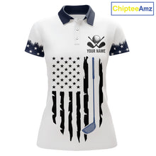 Load image into Gallery viewer, USA Flag Pattern Womens Golf Polo Shirt, Patriotic American Golf Shirt, 4Th Of July Golf Outfit NBT613