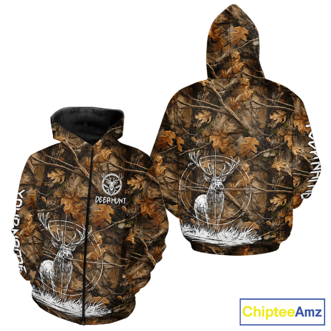 Deer Hunting Full Forest Camo 3D Printing Custom Name Shirts, Deer Hunting Clothes NBT126