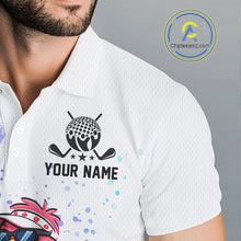Load image into Gallery viewer, Personalized Mens Argyle Golf Polo Shirts, Custom Name Funny Golf Team Shirts, Golf Lover Gift NBT480