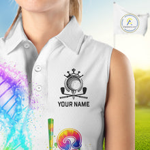 Load image into Gallery viewer, Custom Tie Dye Color Golf Lover Womens Sleeveless Polo Shirt, It's in my DNA Shirt, Golf Gifts NBT483