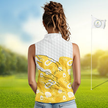 Load image into Gallery viewer, Custom Yellow Summer Pattern Womens Sleeveless Golf Polo Shirts Summer Golf Shirt For Vacation, Golf Team Shirt NBT732