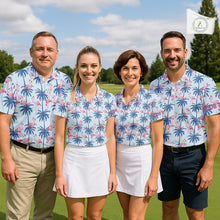 Load image into Gallery viewer, Flamingo Tropical Palm Tree Mens Polo Shirt, Custom Matching Polo Team, Golf Gifts For Men NBT494