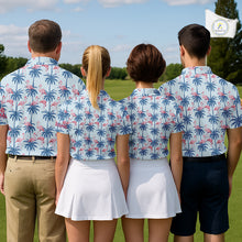 Load image into Gallery viewer, Flamingo Tropical Palm Tree Mens Polo Shirt, Custom Matching Polo Team, Golf Gifts For Men NBT494