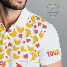 Load image into Gallery viewer, Funny Watermelon Banana Womens Golf Polo Shirts Custom Name Neon Print, Golf Shirt For Women NBT501