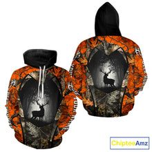 Load image into Gallery viewer, Personalized Orange Camo Whitetail Deer Hunting Shirt With 3D Print For Men NBT287