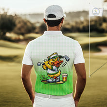 Load image into Gallery viewer, Funny Duck Golf Polo Shirt For Men, Cute Duck With Beer Print Shirt, Sporty Animal Golf Gift|Green NBT623