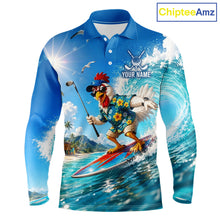 Load image into Gallery viewer, Rooster and American flag pattern on funny mens golf polo shirt