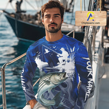 Load image into Gallery viewer, Striped Bass Fishing Jersey Custom Name Long Sleeve Fishing Shirts, Stripe Bass Fishing Shirt For Team NBT849
