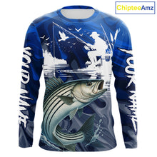 Load image into Gallery viewer, Striped Bass Fishing Jersey Custom Name Long Sleeve Fishing Shirts, Stripe Bass Fishing Shirt For Team NBT849