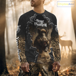 Personalized Wild Hog Hunting Camouflage 3D Shirts, Boar Gifts for Hunter NBT150