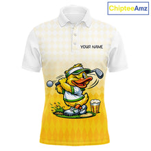 Load image into Gallery viewer, Funny Duck Golf Polo Shirt For Men, Cute Duck With Beer Print Shirt, Sporty Animal Golf Gift NBT516