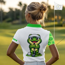 Load image into Gallery viewer, Funny Frog Green Womens Golf Polo Shirt Custom Women Golf Top, Personalized Golf Gifts NBT517