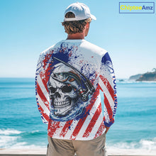 Load image into Gallery viewer, Custom American Flag Fishing Shirts Largemouth Bass Fishing Long Sleeve, Bass Fishing Shirts For Men NBT385
