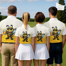 Load image into Gallery viewer, Funny Bee Golf Polo Shirt For Men, Cute Bee With Beer Print Shirt, Sporty Animal Golf Gift|Yellow NBT663