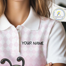 Load image into Gallery viewer, Funny Bee Golf Polo Shirt For Women, Cute Bee With Beer Print Shirt, Sporty Animal Golf Gift|Pink NBT666