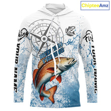 Load image into Gallery viewer, Custom Redfish Long Sleeve Hooded Fishing Shirts Saltwater Fish, Compass Offshore Tournament Fishing Shirts NBT551