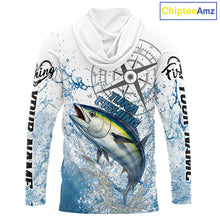 Load image into Gallery viewer, Custom Yellowfin Tuna Long Sleeve Hooded Fishing Shirts Saltwater Fish, Compass Offshore Tournament Fishing Shirts NBT553