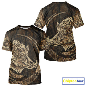 Best Brown Camo Boar Hunting Clothes Custom Name Boar Design Hunting Gifts for Hunter NBT183