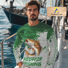 Load image into Gallery viewer, Personalized Redfish Fishing Shirts Long Sleeve Green Camo, Redfish Fishing Shirts For Men NBT398