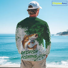 Load image into Gallery viewer, Personalized Redfish Fishing Shirts Long Sleeve Green Camo, Redfish Fishing Shirts For Men NBT398