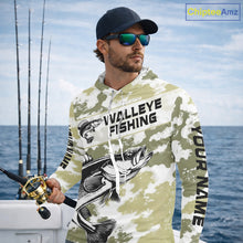 Load image into Gallery viewer, Custom Walleye Fishing Camo Long Sleeve Hooded Fishing Shirts, Personalized Walleye Fishing Team Jerseys NBT697