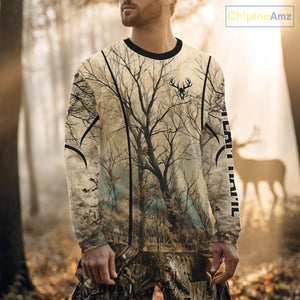 Deadwood Hunter Custom Name Long Sleeve, Hoodie Shirt For Deer hunters NBT02