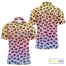 Load image into Gallery viewer, Mens Golf Polo Shirts Custom Colorful Neon Gradient Leopard Pattern Team Mens Golf Top, Golf Gifts NBT493