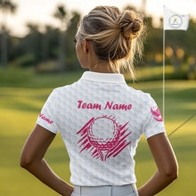 Load image into Gallery viewer, Women Golf Polo Shirt Custom Name Funny Golf Bag Cart Pattern Shirt, Golf Gifts For Ladies NBT825