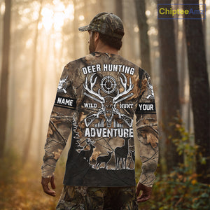 Brown Camo Deer Hunting 3D All Over Print Shirt, Custom Name Big Game for the Deer Hunter NBT29