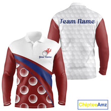 Load image into Gallery viewer, Funny golf balls pattern mens long sleeve golf polo shirt custom name - front view