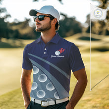 Load image into Gallery viewer, Men golfer wearing custom golf balls pattern golf shirt on the golf course