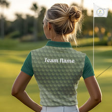 Load image into Gallery viewer, woman in funny golf balls womens green golf polo shirt with team name 