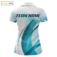 Load image into Gallery viewer, Womens Golf Polo Shirt Blue Pattern Custom Name And Team Name Golf Shirt, Golfing Gifts NBT528