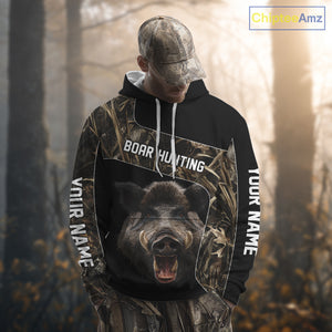 Custom Wild Boar Hunting Camo 3D Shirts, Boar Hunting Gifts, Boar Hunting Shirts for Hunter NBT158