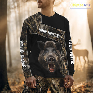 Custom Wild Boar Hunting Camo 3D Shirts, Boar Hunting Gifts, Boar Hunting Shirts for Hunter NBT158