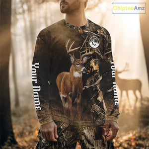 Deer Hunting Brown Camouflage Custom Name 3D Printing Shirt for Men, Deer Hunting Gifts NBT160