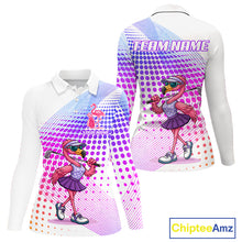 Load image into Gallery viewer, Custom Name Funny Flamingo Womens Golf Polo Shirts, Golf Gifts For Ladies, Flamingo Lovers NBT540