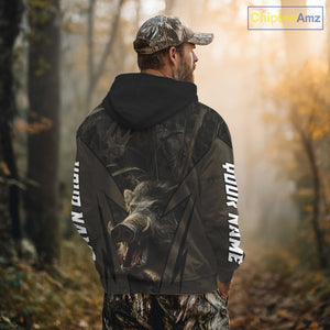 Boar Hunting Custom Name Brown Camouflage Hunting Clothes, Boar Hunting Outfit, Hunting Gifts NBT169