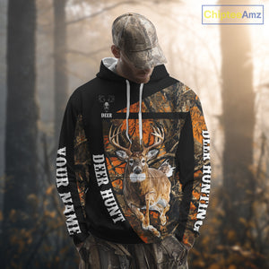 Custom Orange Camo Personalized Hunting Shirts for Men, Deer Hunting Clothes, Hunting Gifts NBT187