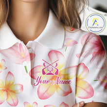 Load image into Gallery viewer, Custom Pink Tropical Flower Funny Flamingo Womens Golf Polo Shirts, Funny Golf Shirts For Ladies NBT565