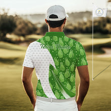 Load image into Gallery viewer, Green Golf Pattern Polo Golf Shirt For Men Custom Mens Golf Clothes, Best Golf Gifts NBT572