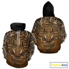 Load image into Gallery viewer, Personalized Wild Boar Hunting Brown Camo US Flag Printed Shirts, Hunting Gifts NBT235